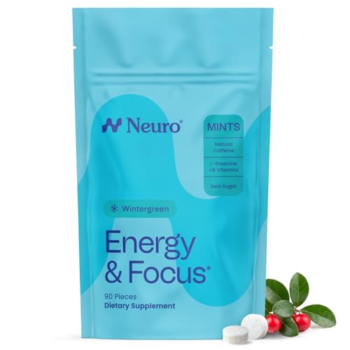 Image of Neuro Energy & Focus Mints - Sugar Free Breath Mints with 40mg Natural Caffeine, B Vitamins & L-Theanine - Vegan Brain Supplement for Exercise, Study & Daily Focus - Wintergreen, 90 ct