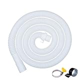 TiCoast 洗濯機排水ホース ホール直径32-42mm 自動洗濯機用ホース 自動排水 ホースクランプ付き 粘着テープ付き 排水ホース 通用 延長ホース 水漏れ防止 (1.5m-ホワイト)