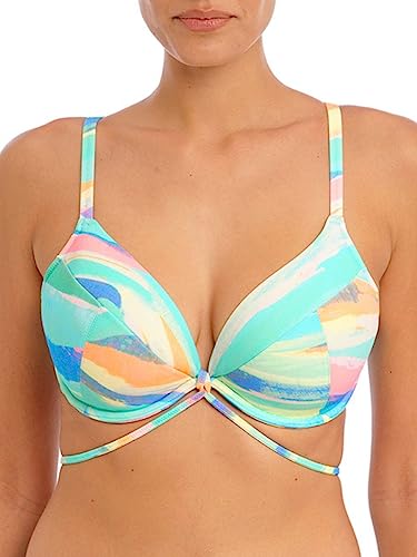 Freya Top de bikini de verano con aros para mujer, Agua, 75G