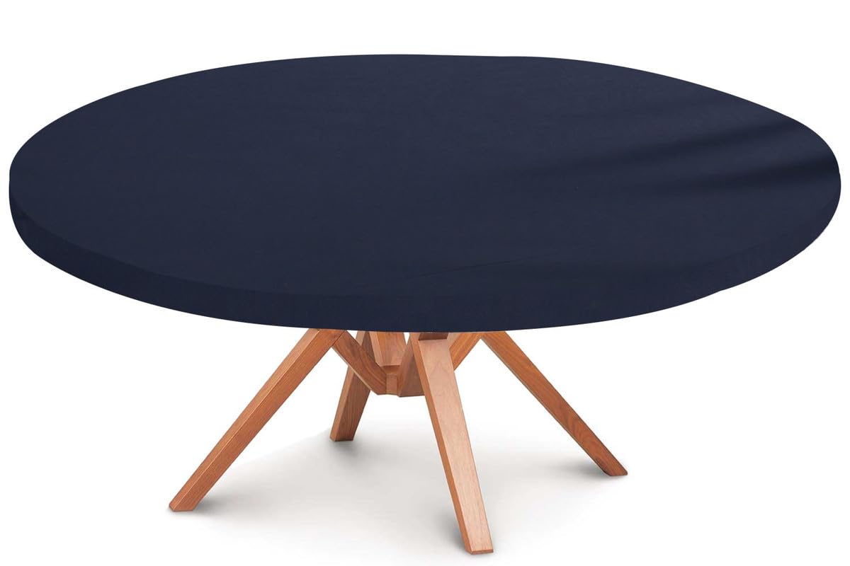 The Furnishing Tree Round Elastic Fitted Dining Table Cover WxL 40x40 Inches Blue-image-6