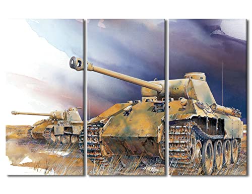 Toile de chars militaires Seconde Guerre mondiale tableau triptyque XL