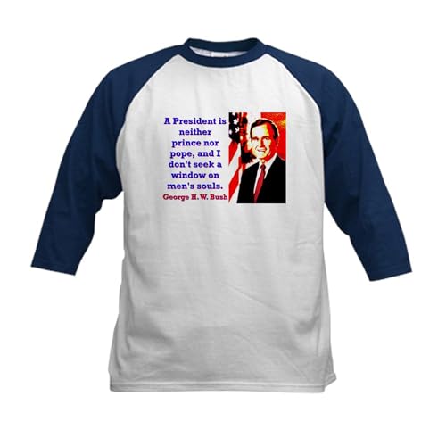 CafePress A President is Neither Prince George H W Bush Ki Kids Cotton Baseball Jersey, 3/4 Raglan Sleeve Shirt Navy/White