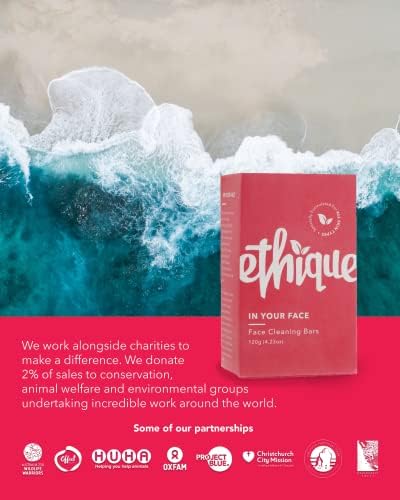 Ethique Eco-Friendly Face Cleansing Bar for All Skin Types, In Your Face - Sustainable Facial Cleanser, Acne Wash, Soap Free, Plastic Free, Vegan, Plant Based, 100% Compostable and Zero Waste, 4.23oz