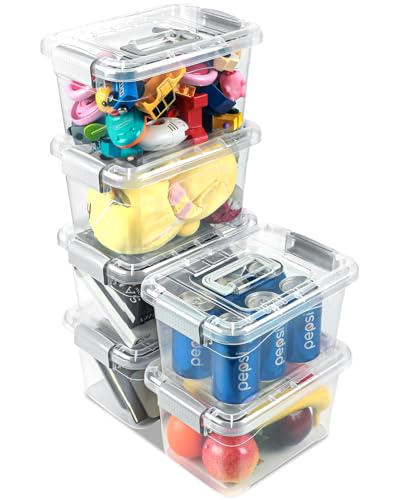 EOENVIVS Plastic Storage Bins 7 Quart-Storage Organizer Bins with Grey