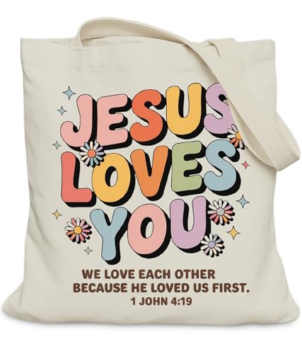 Image of Aesthetic Christian Gifts Tote Bag for Church, Religious Tote Bag for Bible Study, Medium Size with Inner Pocket