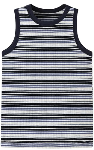 Image of BINIDUCKLING Toddler Tank Top Girls Summer Cute Striped Sleeveless Top 24 Months-8 Years