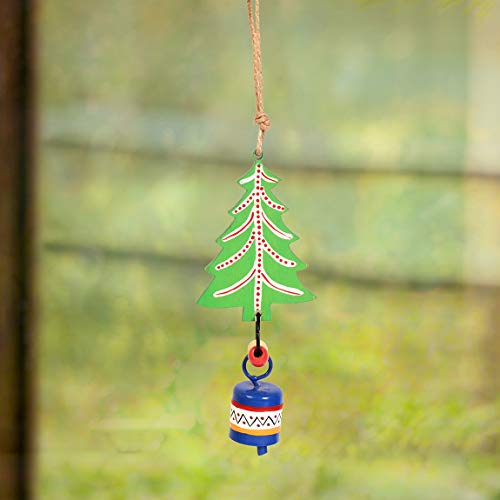 Image of Aakriti Art Creations Green Tree Wind Chime | Handmade Modern Art Wooden & Metal Wind Chime | Outdoor & Indoor Decorative Wind Chimes for Balcony, Garden, Living Room & Gifting