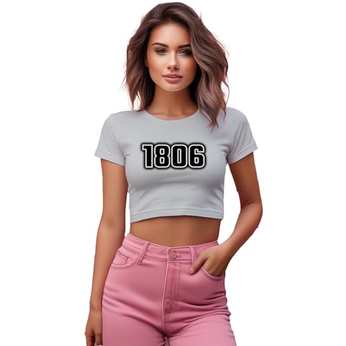 Crop Top 1806 pour femme gris chiné haut court en coton