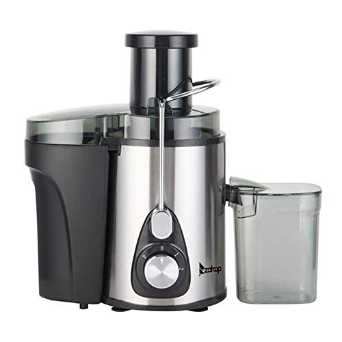 Electric Juicer Machine, Fruit and Vegetable Juicer 600ML Juice Cup 1000ML Slag Cup Double Gear Electric Juicer Stainless Steel Black