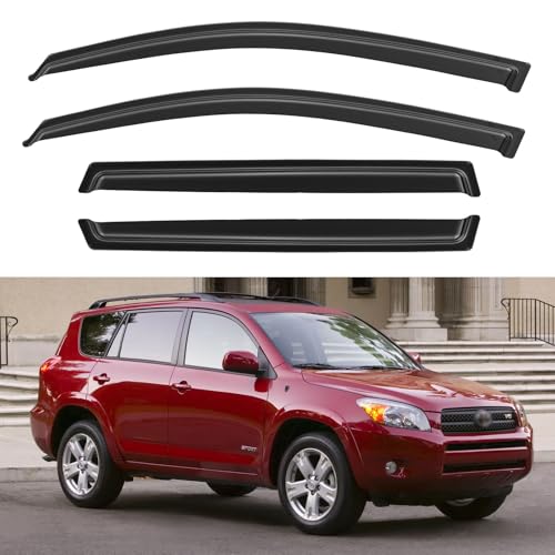 Image of Window Visors Rain Guards Shield for 2006-2012 Toyota Rav4, Out-Channel Window Vent Wind Deflectors Visors Shades for 06 07 08 09 10 11 12 Rav4