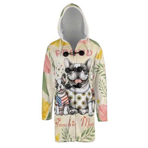 Happy Mother's Day Proud Frenchie Mom French BulldogAll Over Print 3D Hooded Duffle Toggle Coat Dog Lover Gifts - 003
