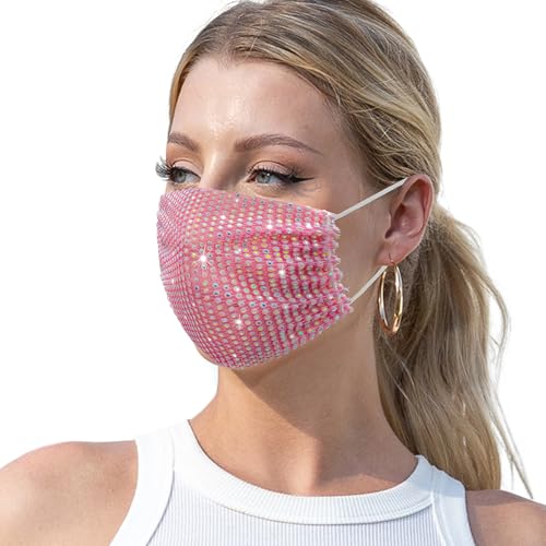 Image of Auriviz Sparkly Rhinestone Face Mask for Women Masquerade Glitter Bling Face Mask Christmas Party