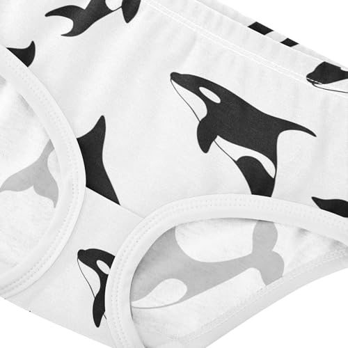 Cotton Girls Underwear Toddlers Cartoon Orca Whales White Panties for Girl Artistic Briefs Undies Kids 2t4