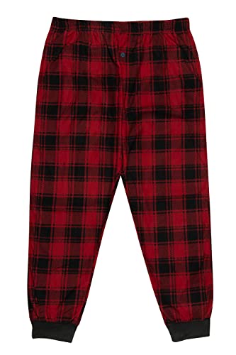 North 15 Mens Buffalo Plaid Pajama Pants, Super Soft Mens Fleece Pj Pants with Bottom Rib2