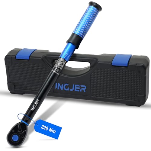 INGJER Upgrade Drehmomentschlüssel Auto 1/2 Zoll, 20-220 NM Einstellbar Drehmomentschlüssel Fahrrad, ±3% Fehlergenauigkeit, 72 Zähne Drehmoment-schlüssel für Auto, torque wrench Motorrad Reparatur