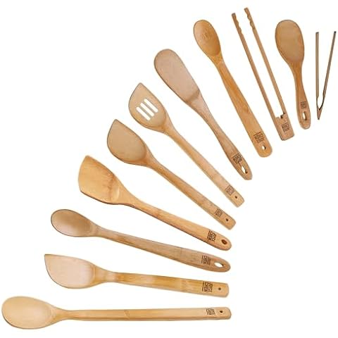 Joyce Chen 11-Piece Burnished Bamboo Cooking Utensil Set Cover