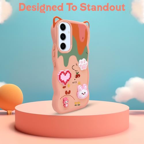 Image of Jkobi Strap Back Case Cover for Samsung Galaxy S24 FE (3D Embossed Figures | Strap Holder | 360* Soft Cushion with Camera Bump)