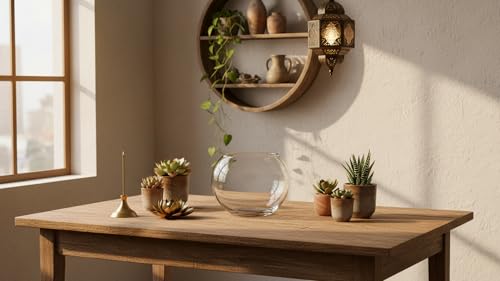 Image of Beautiful Clear Glass Pot for Lucky Bamboo Tree /Money Plant (Without Tree) Glass Container Set