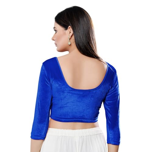 Image of Vamas Women's Velvet Non-Padded Stretchable Long Sleeve Saree Blouse (A-41.N)