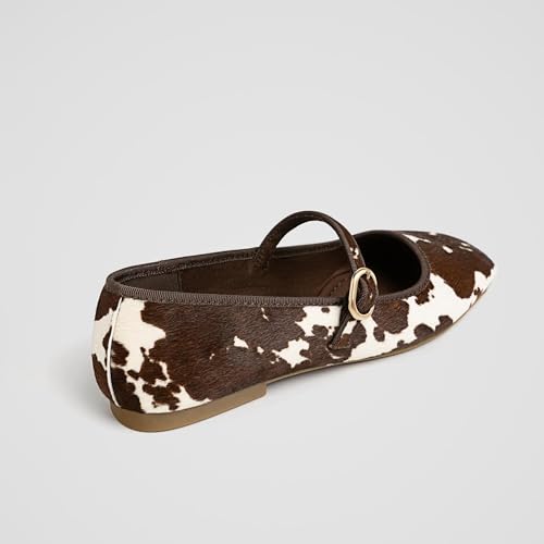 DOEYG Mary Janes Ballet Flats Shoes for Women Leopard Cow Animal Print Ballerina Shoes Comfortable Casual with Buckle4