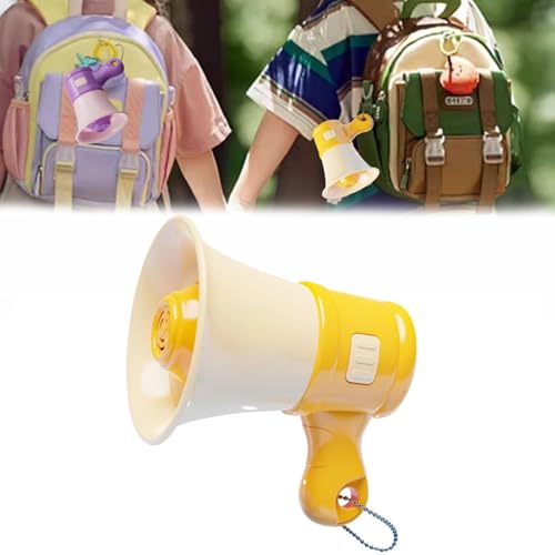 Mini Megaphone Bullhorn Keychain,Portable Music Recording Amplifier with Chain Speaker for Adults 3, 4, 5, 7, 8 Year Old (Yellow)