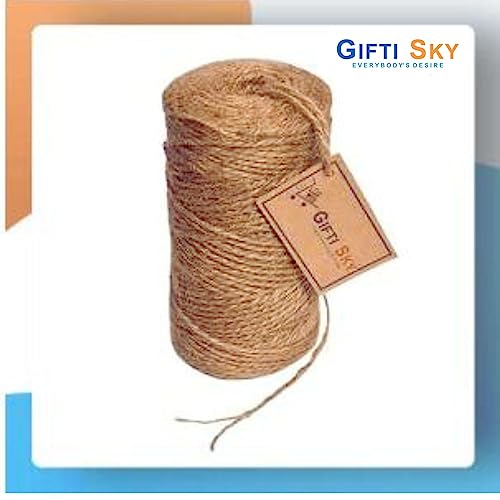 GIFTI SKY Jute Twine Threads, String Rope 120 Meters 2ply 2mm Thick Brown Color for Creative Decoration, Gift Wrapping, DIY, Gardening, Art and Crafts Projects