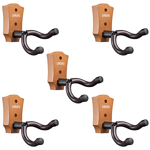 LEKATO Lot de 5 supports muraux en noyer noir pour instruments à cordes, guitares, basses, ukulélé folk, violon… - Les Beatles, Paul McCartney, John Lennon, RIngo Starr, George Harrison LEKATO Lot de 5 supports muraux en noyer noir pour instruments à cordes, guitares, basses, ukulélé folk, violon…