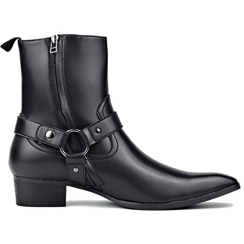 Cowsdella Dress Boot For Men Casual Chelsea Combat Ankle Casual Walking Motorcycle Boots Black Cd-Jy015-Cq-10.5 #TOP3