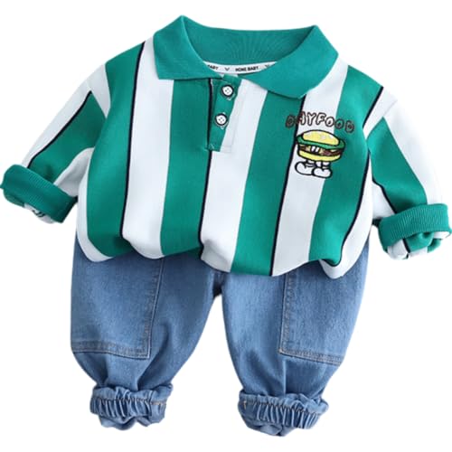 GOOGO GAAGA Printed T-shirt with Denim Pant for Boys - Cotton Clothing Set for Baby Boy | Soft Fabric Half Sleeves Tshirt | Regular Fit Kids Outfit, Black Color