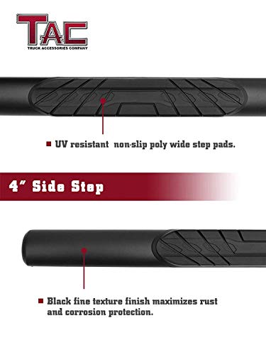 Tac Side Steps Running Boards Compatible With 2009-2018 Ram 1500 Quad Cab | 2019-2023 Ram 1500 Classic Quad Cab Truck Pickup 4” Oval Texture Black Side Bars Step Rails Nerf Bars Off Road 2Pcs #TOP4