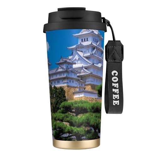 世界遺産 姫路城 コーヒーカップ 500ml真空断熱マグボトル 保温 保冷 多重構造 大容量 直飲み ストロー付き洗いやすい アウトドア 漏れ防止 サーモス水筒 食品グレードステンレス316 男女兼用 車用 父の日、母の日ギフト 外出、自宅、オフィス使用