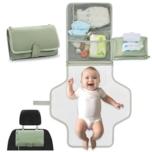 Portable Diaper Changing Pad by LilStinker, Newborn Baby Changing Pad & Travel Diaper Bag, Portable Changing Pad for Baby – Baby Changing Station, New Mom Gift (Sage Green)