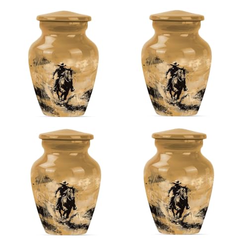 Image of Cowboy Urn - Small Adult Urn for Human Ashes - Holder for Men and Women (3 inch Pack of 4)