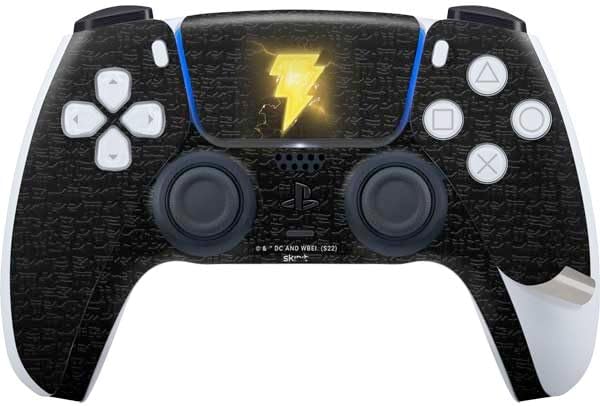 Skinit Decal Gaming Skin Compatible with PS5 Pro Bundle - Officially Licensed DC Comics Black Adam Lightning Bolt Design
