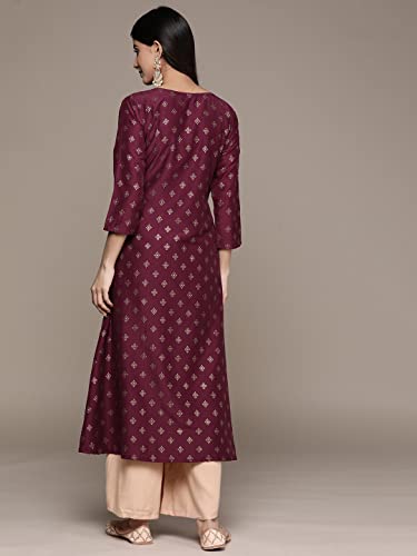 Image of ishin Silk Solid Regular Women's Kurti