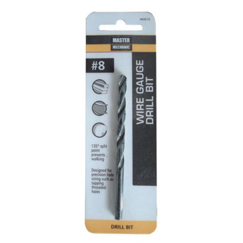 Master Mechanic #8 Wire Gauge Drill Bit – 3-5/8 Inch Black Oxide