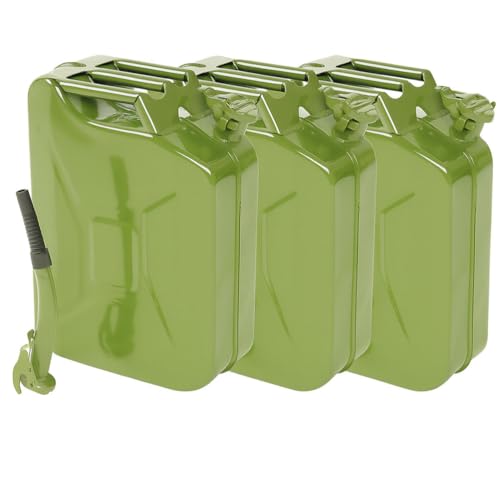 5.3 Gallon Metal Container with Spout and Handle Green 3 Pack