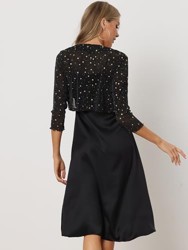 Allegra K Star Mesh Cardigan for Women's Metallic Long Sleeve Party Crop Sheer Bolero Shrug3