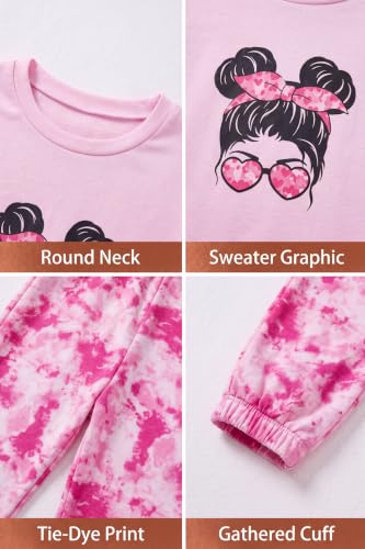 Image of Arshiner Girls 2 Piece Outfits Kids Trendy Tie Dye Sweatsuits Sets