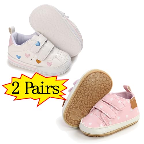 Image of Clowora Baby Boys Girls Shoes Non-Slip Rubber Sole Sneakers Infant First Walking Toddler Crib Shoes Newborn Loafers Flats.