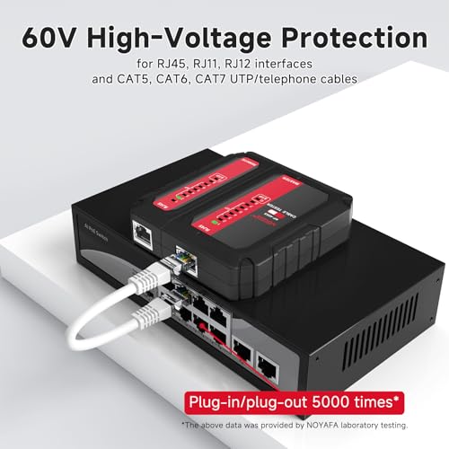Image of NOYAFA Network Cable Tester - with POE Wire Checker, Automatic Network Tester for RJ45 RJ11 RJ12 CAT5 CAT6 CAT7 UTP Cables, for Home Office Network Maintenance, NF466