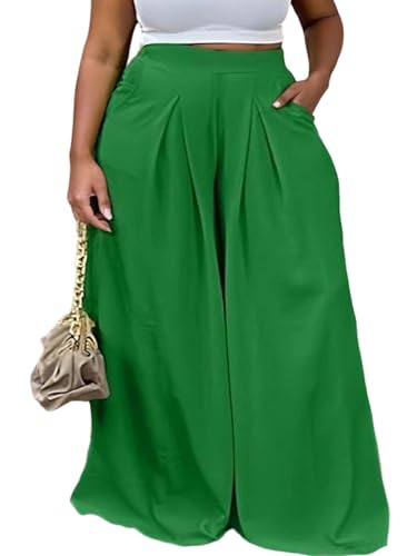SIMIWALI Plus Size Wide Leg High Waisted Palazzo Pants for