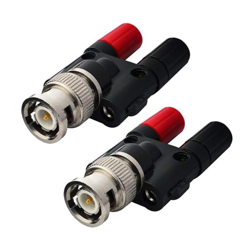 Image of BNC Kits 4 Type BNC Male Female to 2X 4mm Dual Banana Female Male Socket Binding Post RF Coax Coaxial Splitter Connector BNC Banana Adapter (Black 2 Set)