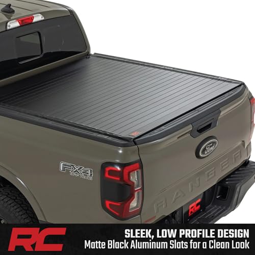 Image of Rough Country Hard Roll-Up Tonneau Cover for Ford Ranger (2024-2026) - Aluminum Truck Bed Cover, Fits 5' Bed