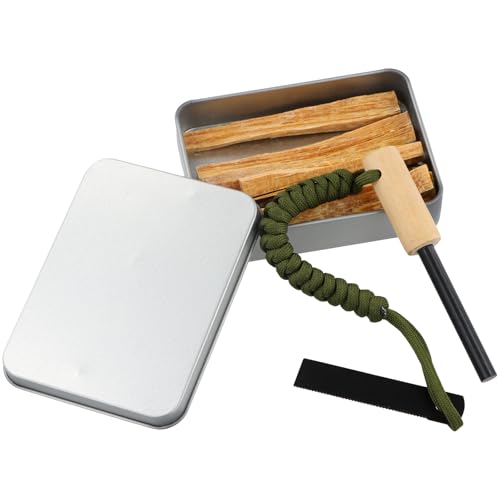 YILANJIN Varilla de Ferro de Magnesio, Acero al Fuego con Mango de Madera, Pedernal Supervivencia, Kit de Iniciación de Fuego de Pedernal, Herramienta para Encender Fuego para Hacer Fogatas, Senderism