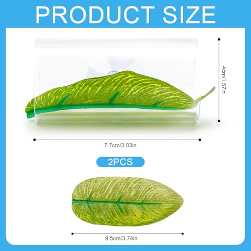 Image of NQEUEPN 2pcs Betta Fish Acrylic Tube Tunnel with Pretended Leaf Suction Cup, Transparent Betta Fish Tank Decorations, Aquarium Decorations (Transparent)