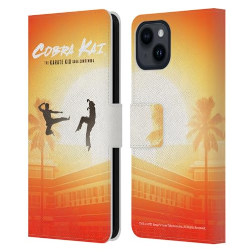 Cobra Kai Étui Portefeuille en Cuir Housse de Protection pour Apple iPhone 15