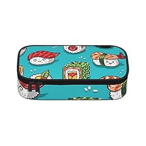 Leuke Sushi Patroon Potlood Case Grote Capaciteit Pen Case Desk Organizer met Rits voor Jongen Meisjes Tieners Studenten