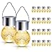 GIGALUMI 16 Pack Solar Hanging Lights for Christmas Decoration - Cracked Glass Solar Lights Outdoor Waterproof for Garden, Yard, Fence, Tree (Warm White)