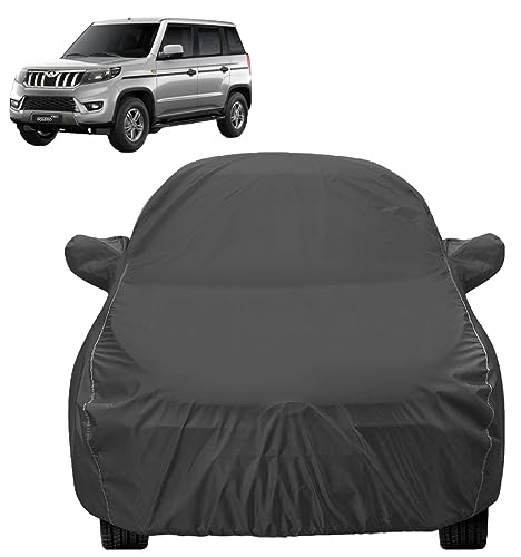 Image of Auto Hub Car Cover Compatible with Mahindra Bolero Neo with Mirror Pocket, Dustproof, Heat Resistant, Triple Stitched, Bolero Neo Cover for Car - Grey